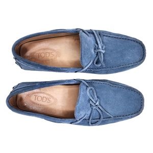Tod's Moccasins Gommino Blue Turquoise Suede Driving Casual Shoes Loafer 8 1/2